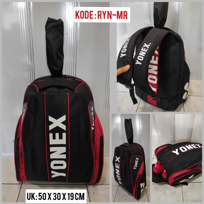 tas raket badminton ransel besar - yonex merah
