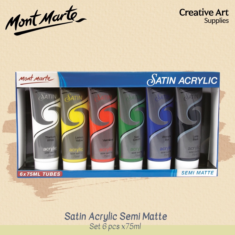 

Mont Marte Satin Acrylic Semi Matte Set 6 x 75ml