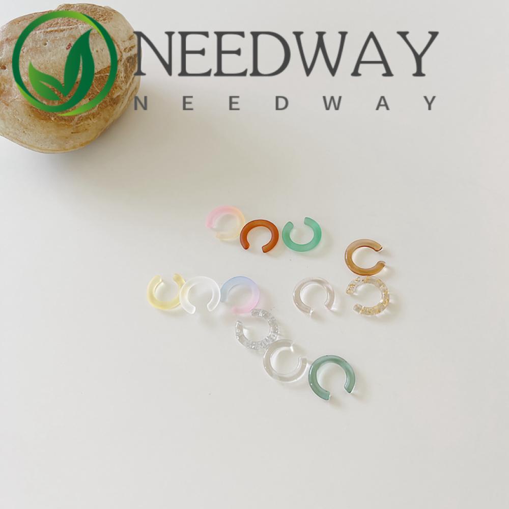 Needway  Harajuku Earring Set Transparent Ear Bone Clips Resin Ear Cuff Cute Candy Color Fashion Korean Girl For Women Clip On Earring