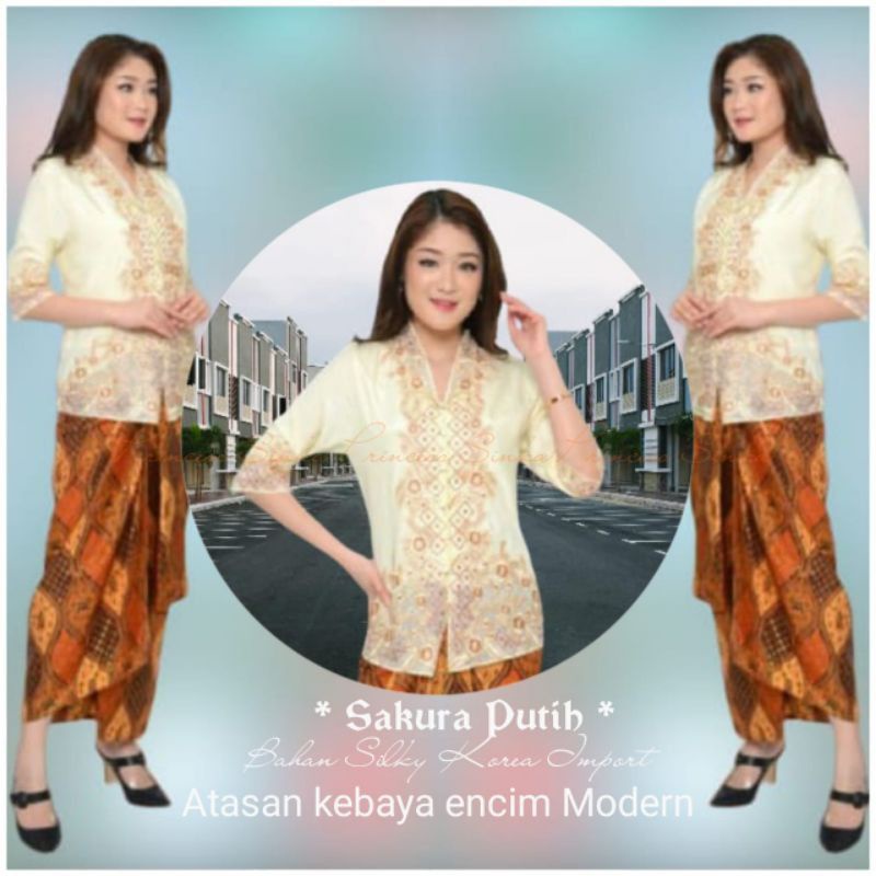 Atasan kebaya silky Korea import kombinasi brukat