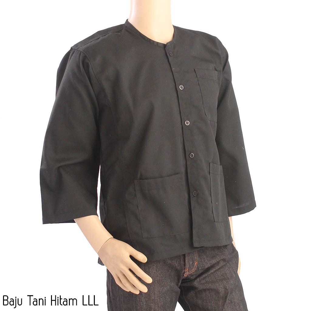  Baju Koko Casual Pakaian Pria Muslim Lurik Tri Hitam 