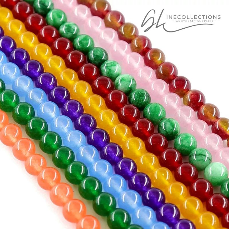 Batu Alam Agate Chalcedony Kuarsa Polos Alami untuk merangkai Perhiasan Gelang DIY handmade kalung Tasbih