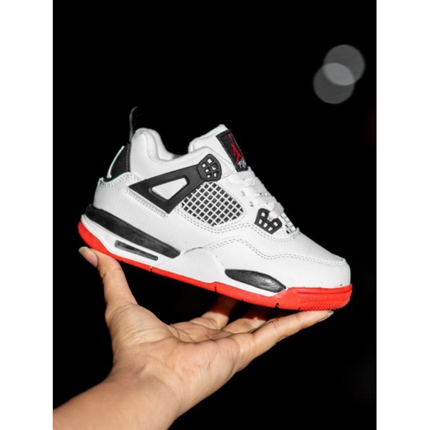 Sepatu anak Nike jordan 4 Retro White red Black