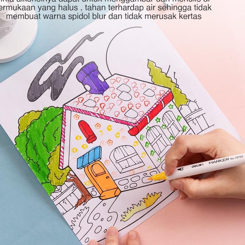 

SF5♙ Deli spidol desain profesional 12/24/36 warna ujung ganda 70700 Paling Laris