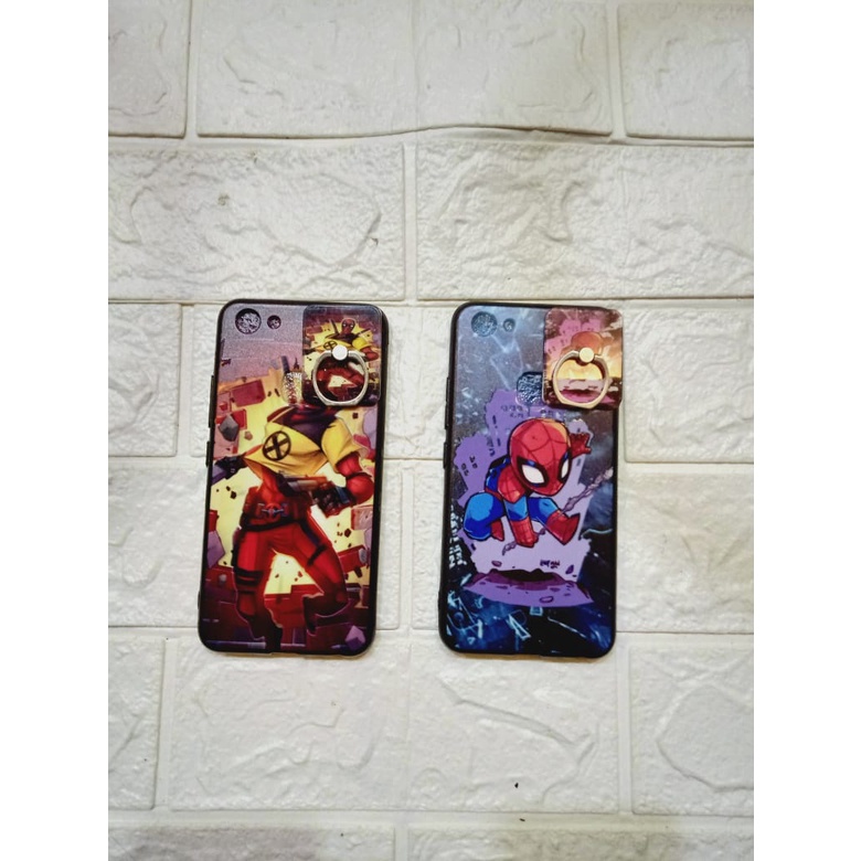 CASE OPPO F7+ Iring Motif kartun Spiderman, Ironman