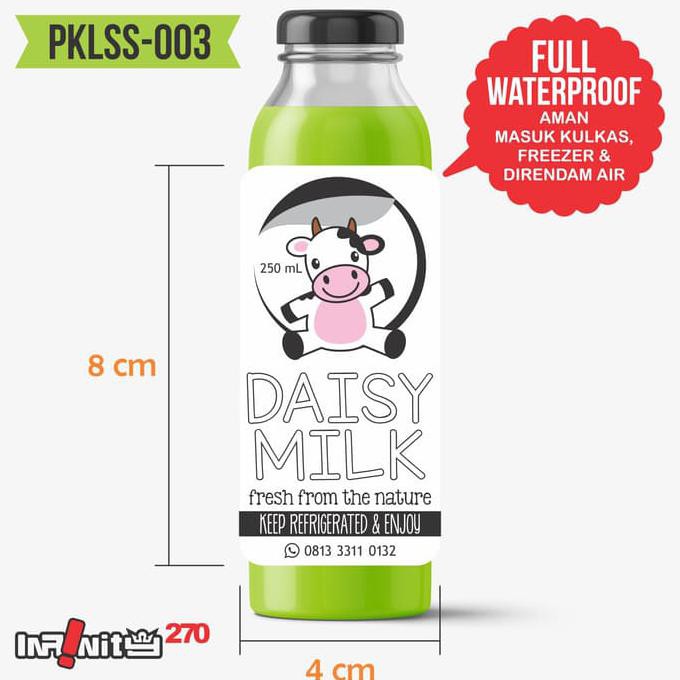 Sticker Label Botol Plastik Pet Stiker Kemasan Minuman Susu Pklss-003