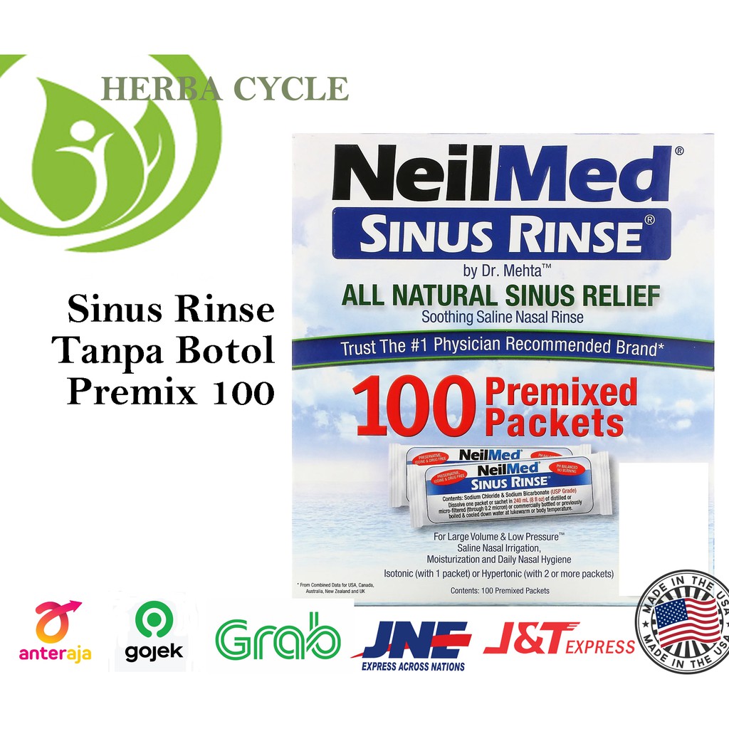 Neilmed Sinus Rinse packs premix 100 pc cuci hidung sinusitis Terapi Sinus Neilmed Premix