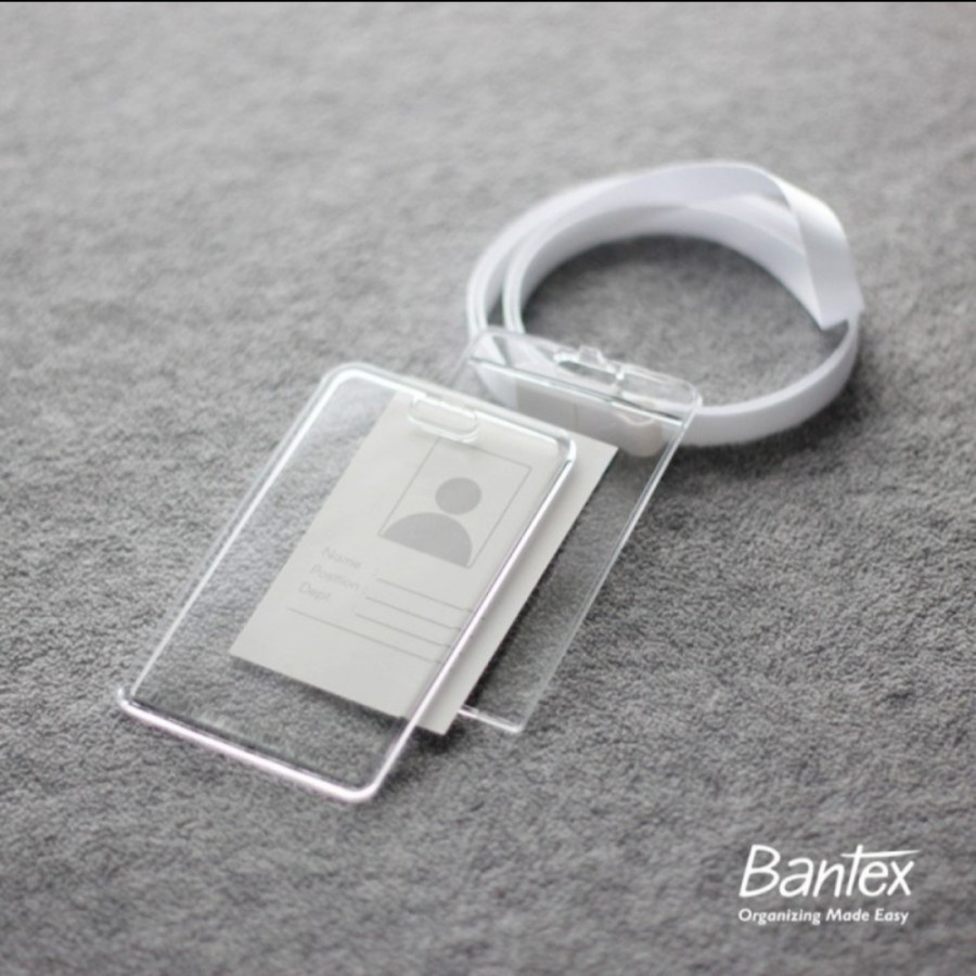 BANTEX ID Card Transparan Lanyard Name Tag Holder Portrait #8868