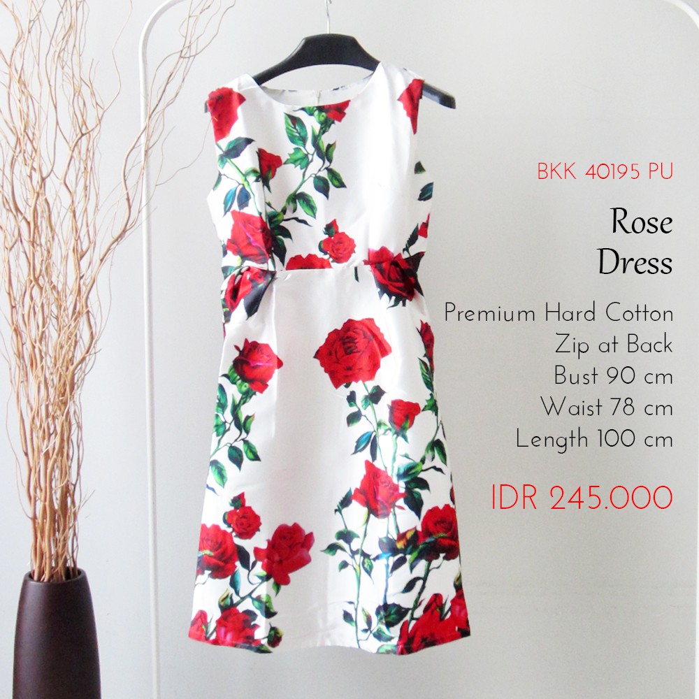 Dress Wanita Motif Bunga Party Dress - Rose Dress