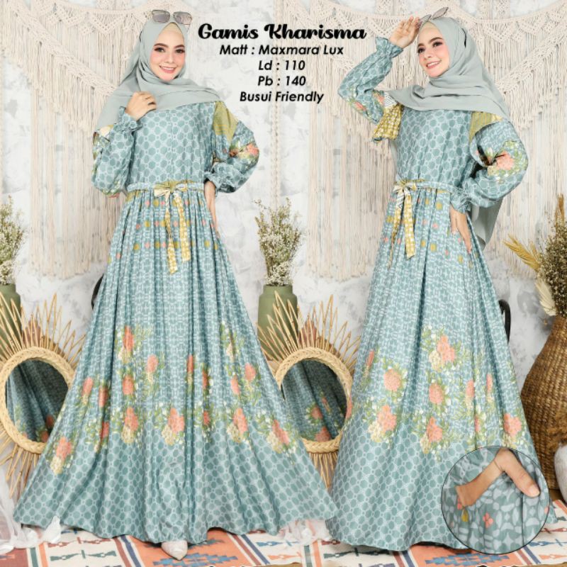 Gamis Kharisma Dress Blue/gamis dewasa motif