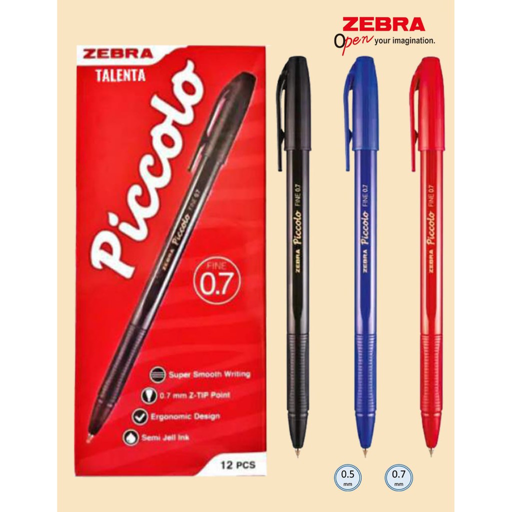 

Zebra Pulpen Piccolo 0.7 / Pulpen Ballpoint merah / biru / hitam