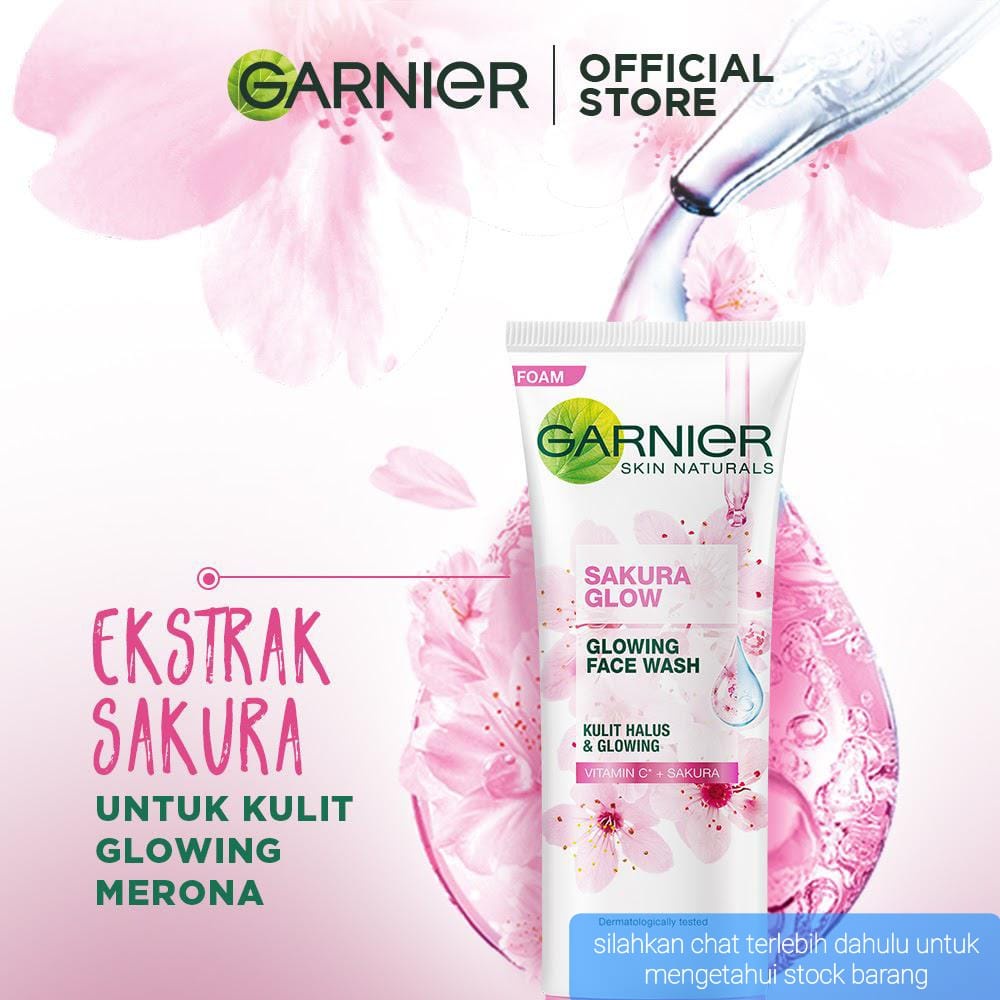 GARNIER SAKURA GLOW CLEANSER PINKIS FACIAL FOAM FACE WASH SABUN WAJAH