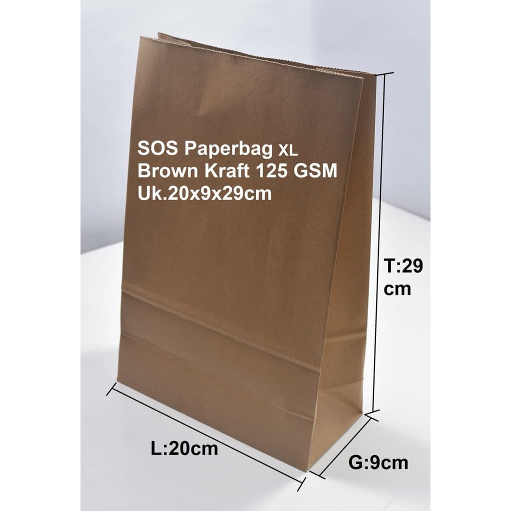 

(10 Pcs) Paperbag SOS Kantong Kertas Coklat 20x9x29cm (XL) kopi starbucks