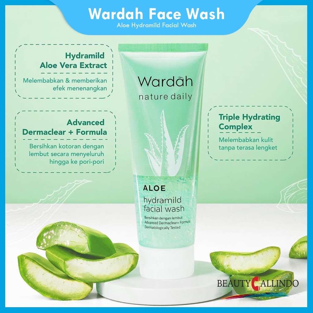 Wardah Nature Daily Aloe Hydramild Facial Wash Sabun Wajah 60ml