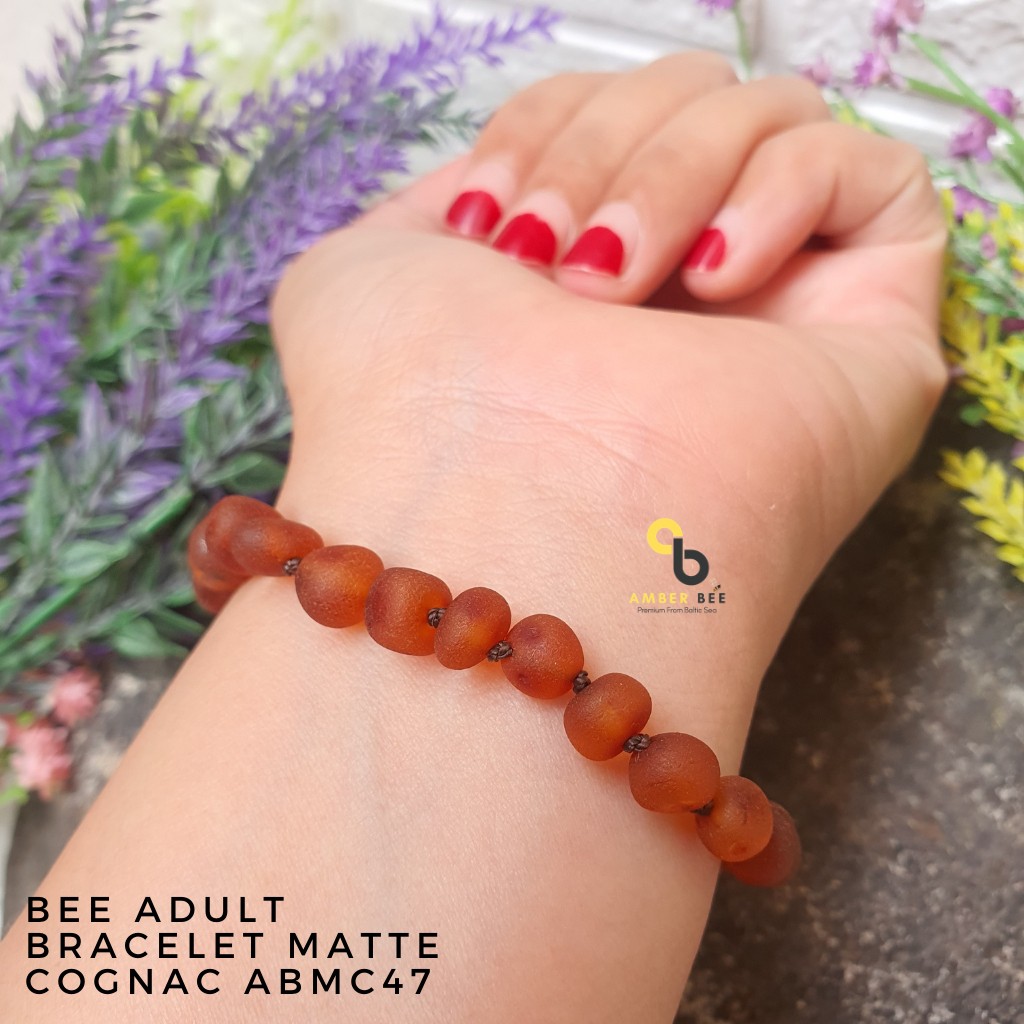 Gelang Amber Dewasa Premium Matte Cognac ABMC47 By Amber Bee