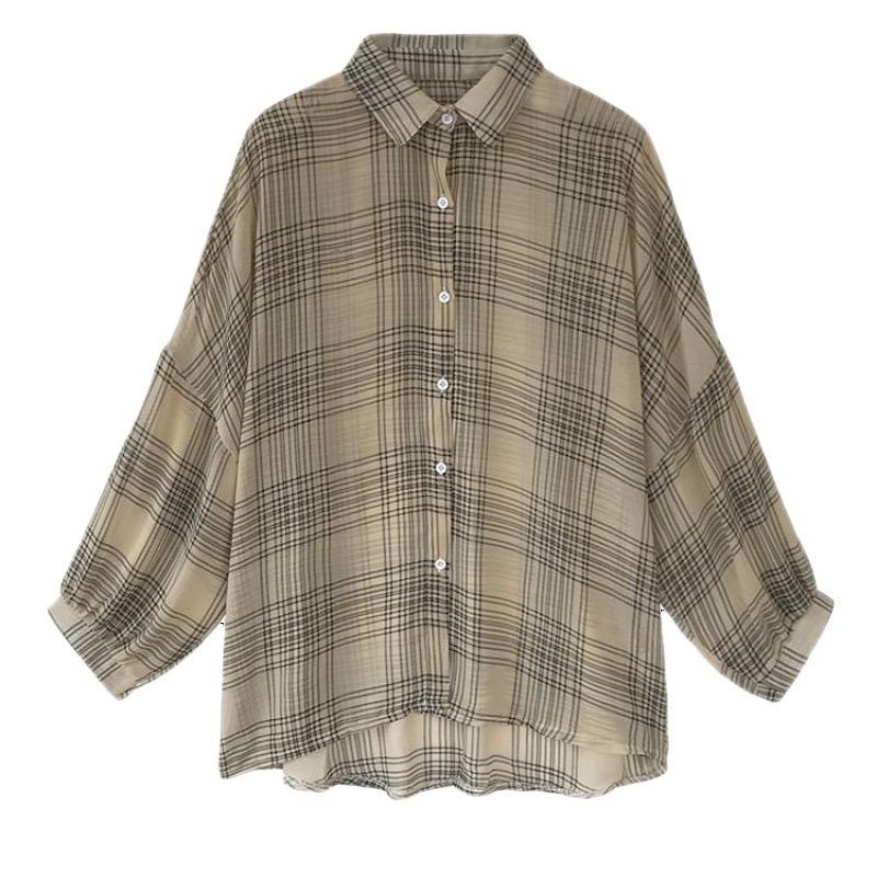 Ios Shop - Fitri Kemeja Sifon Kotak Wanita Casual Atasan Chiffon Ramadhan Muslim Hijab OOTD Lebaran Ramadan Lengan Panjang-7