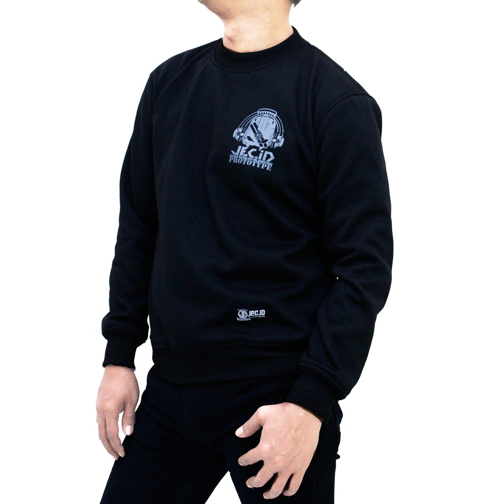 Sweater Crewneck Hitam Prototype Distro JEC ID Unisex