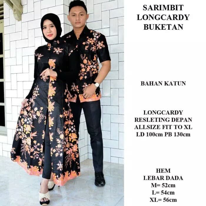 open dropship BAJU COUPLE BATIK SARIMBIT LONGCARDY BATIK BUKETAN BATIK COUPLE MODERN