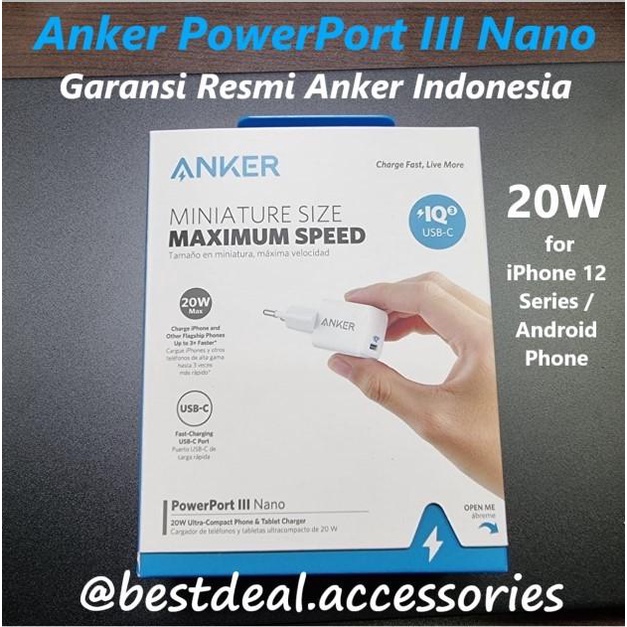 Anker Powerport Iii Nano 20W Usb-C Adapter Apple Iphone 12 Pro - A2633