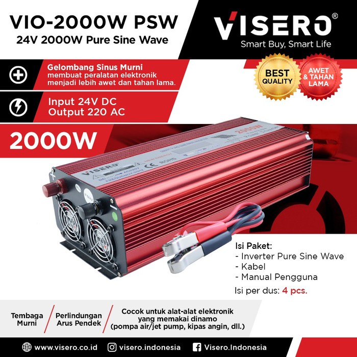 Power Inverter 24V 2000W Pure Sine Wave Visero (VIO-2000W PSW)