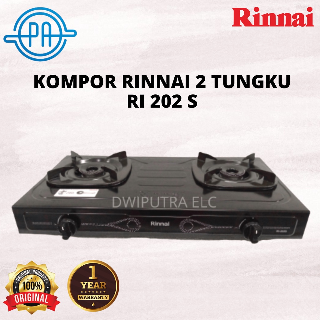 Rinnai Kompor Gas 2 Tungku RI202S Api Hemat RI 202 S RI-202S RI-202S