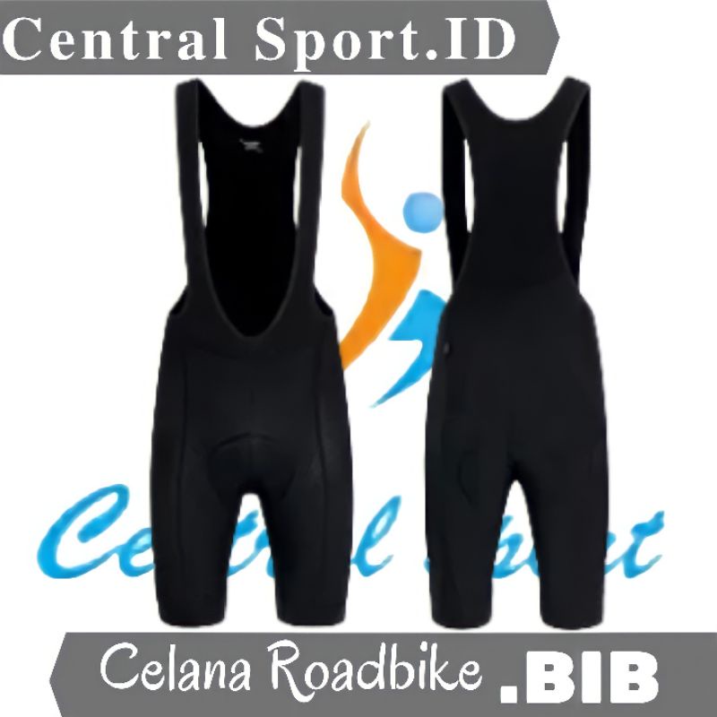 Celana Roadbike BIB short Black coated / Celana sepeda BIB  Hitam polos