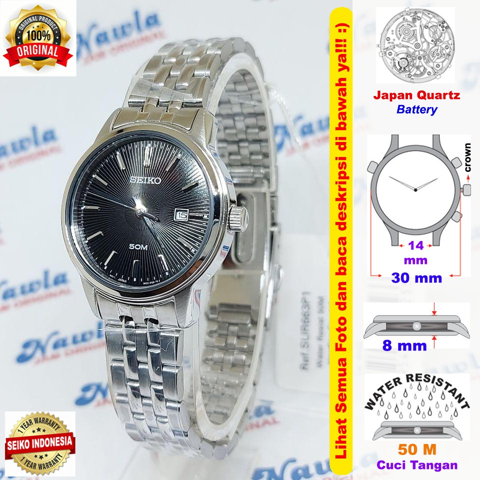 Seiko Ladies SUR663P1 Quartz Black Dial - Jam Tangan Wanita SUR663