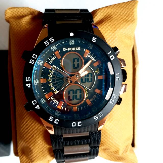 Jam tangan Watch D FORCE Dual timer. Kombinasi gold. Original Premium Quality