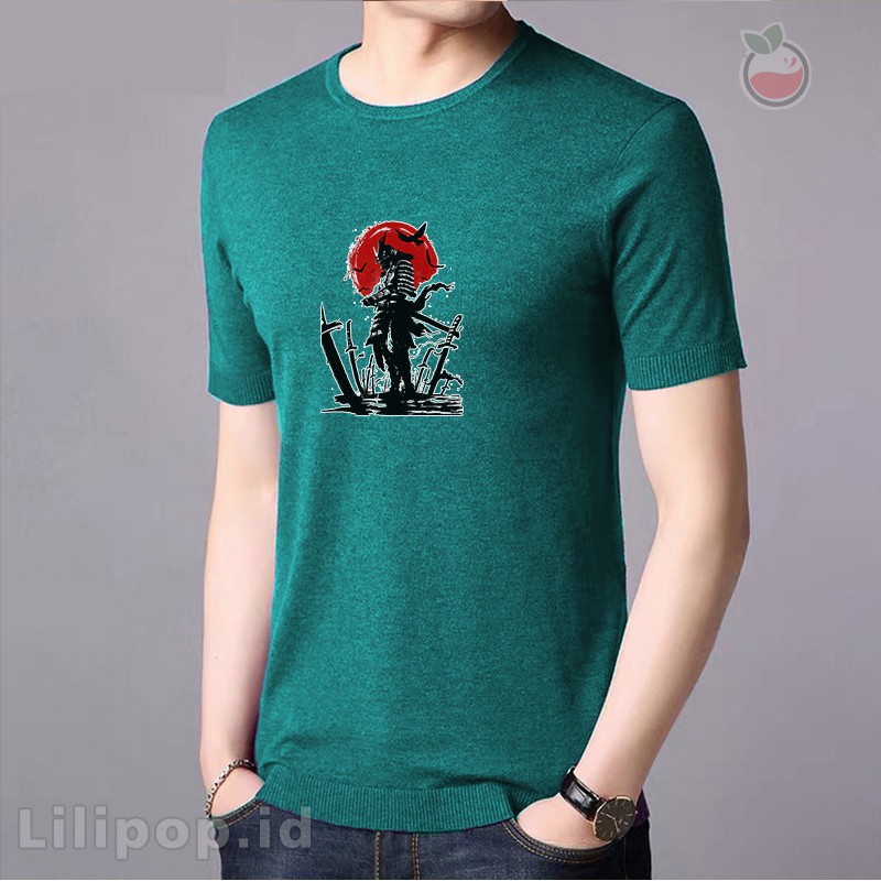 Kaos Tshirt  Pria Samurai Baju Distro Basic Lengan Pendek Cowok Kasual Lilipop