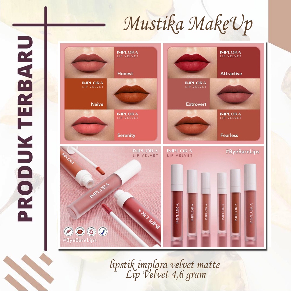 LIP VALVET IMPLORA lipstik implora velvet matte Lip Velvet 4,6 gram Lip Cream Matte