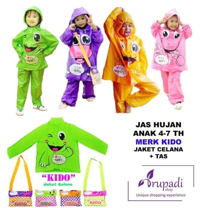 Jas Hujan Anak Jaket Celana Kido 4-6Tahun - Mantel Mantol Anak Cewek Cowok