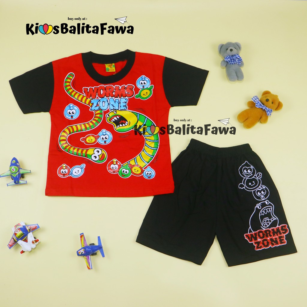 Setelan Rafa uk 1-2 Tahun / Kaos Karakter Lengan Murah Celana Pendek Baju Harian Anak Laki Cowok