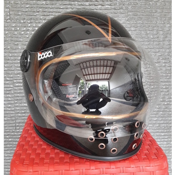 Helm cakil gringo fino type cafe racer gringgo dan kaca bogo cembung bubble shield bandit astronot
