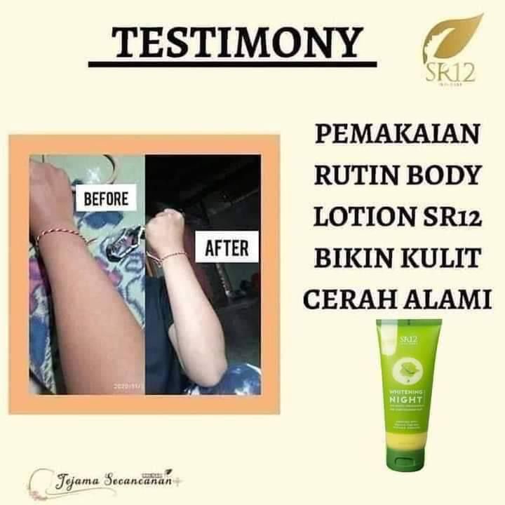 Body Lotion Day Night SR12 Pemutih Badan Hand Body Pencerah Kulit SPF 30+++ Krim Anti Belang Melembabkan Kulit Melindungi Dari Sinar UV