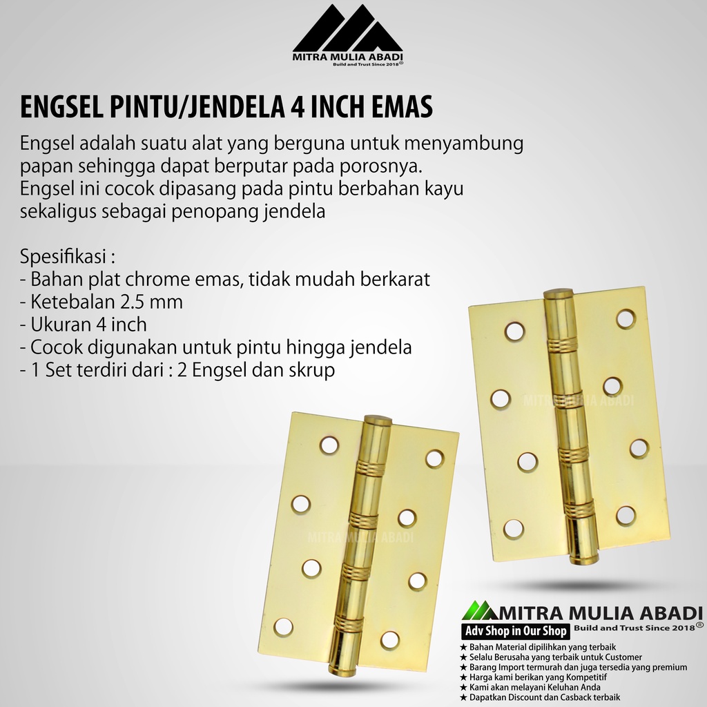 ENGSEL PINTU TEBAL GOLD 4&quot;