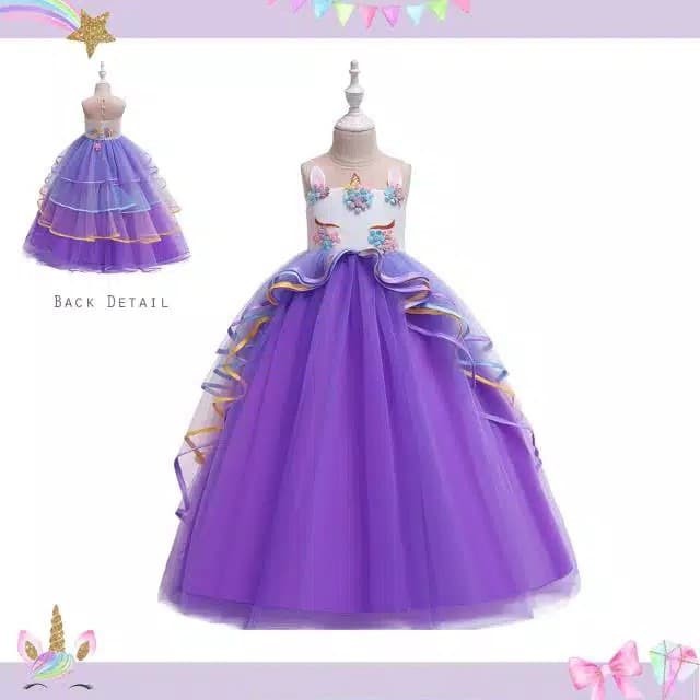 TBI Kostum Anak Unicorn Baju Pesta Dress Tutu Disney Princess Costume