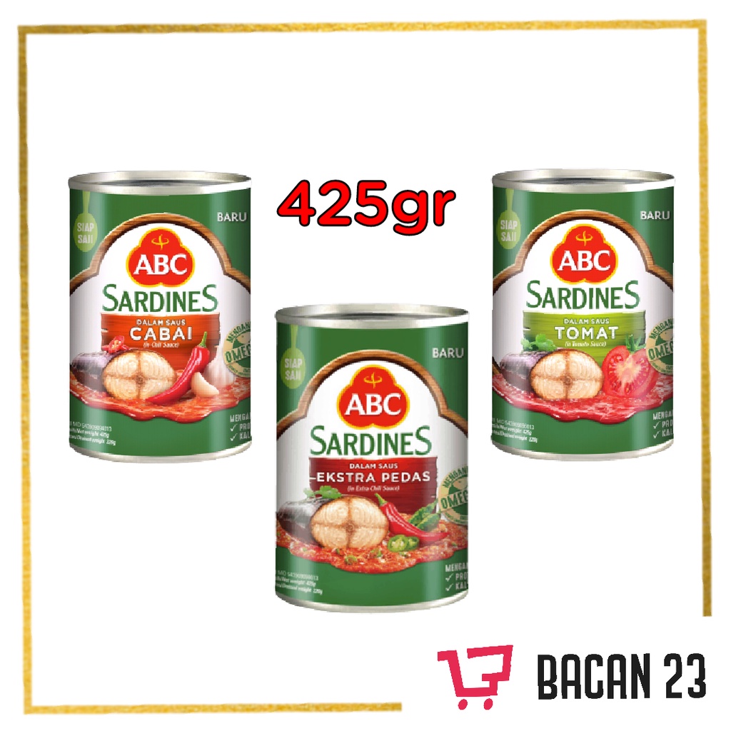 ABC Sardines ( 425 gr ) ( Saus Tomat - Ekstra Pedas - Saus Cabai ) / Ikan Kaleng / Bacan23