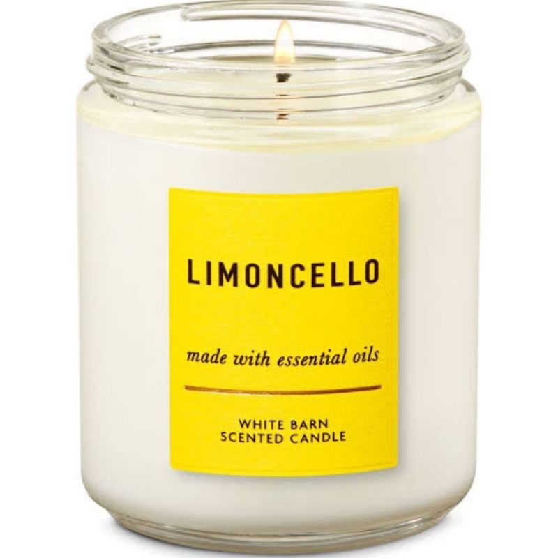 BATH &amp; BODY WORKS BBW LIMONCELLO MADE WITH ESSENTIAL OILS WHITE BARN 1 SINGLE WICK SCENTED CANDLE 198 G PENGHARUM RUANGAN