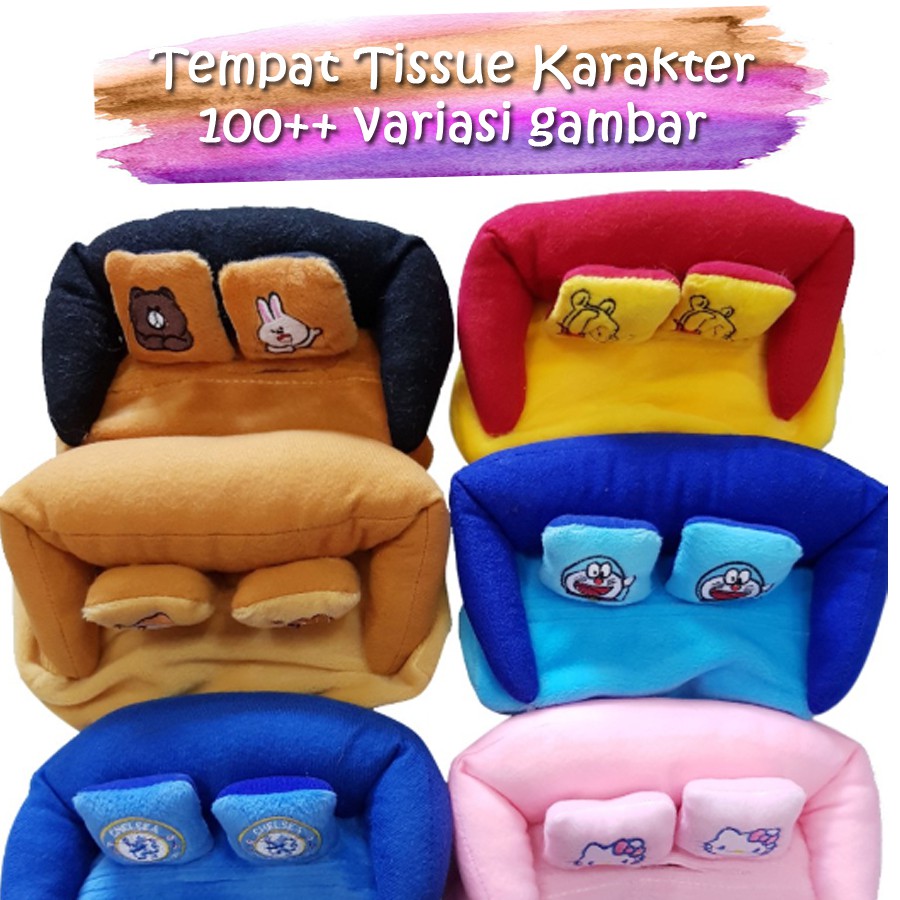 Tempat Tisu Tissu Karakter HK Doraemon Brown Snoopy Pooh Dll