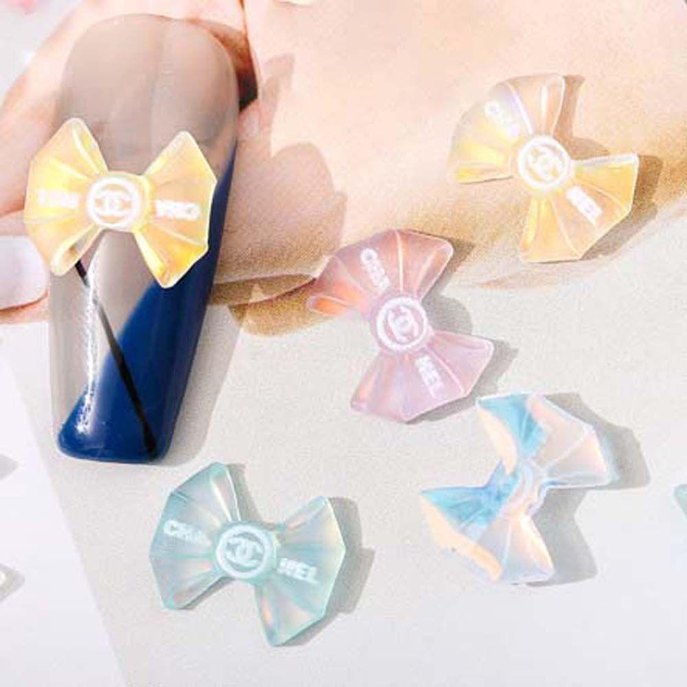 AUGUSTINA Dekorasi Nail Art Agustina 20pcs Kawaii 3D Flat Back Bow AB Kristal Manikur Aksesoris