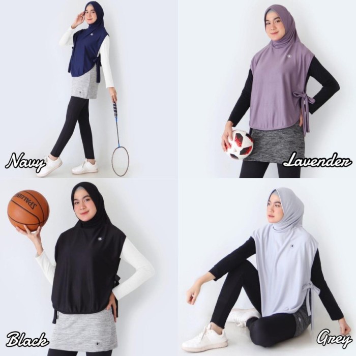 jaket wanita Rompi Vest Tie On Luaran Hijab Sport Olahraga Utk Basket Futsal Yoga - TIE ON GREY Jake