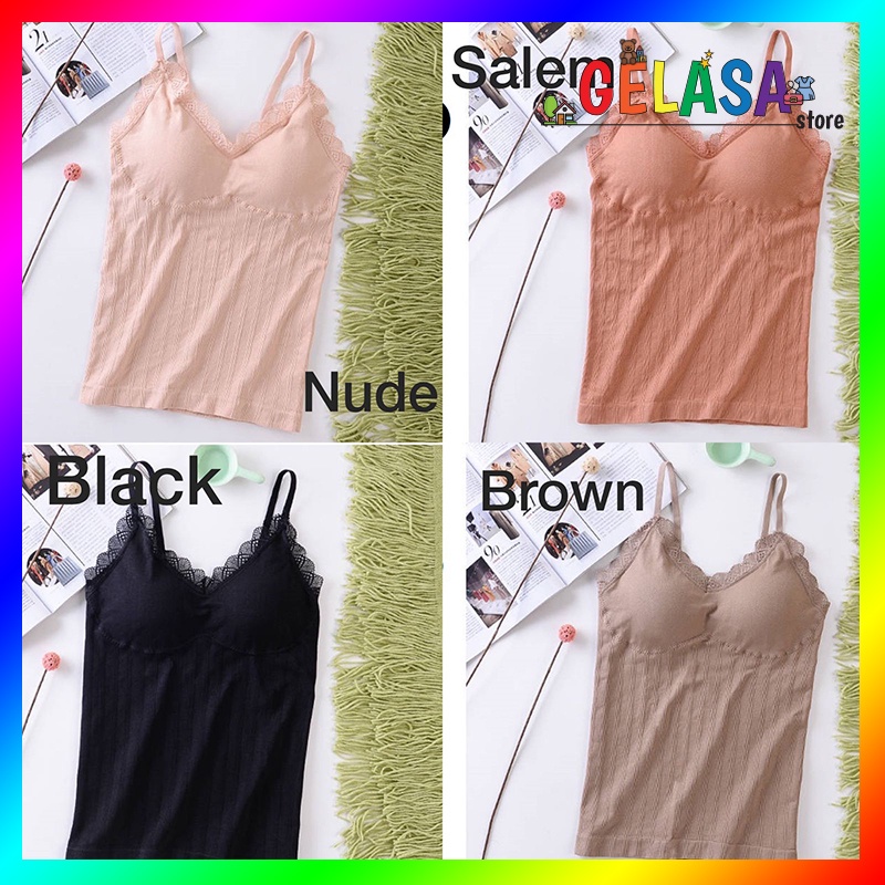 Gelasa Fashion Tank Top Bratop Lace Pakaian Dalam Wanita