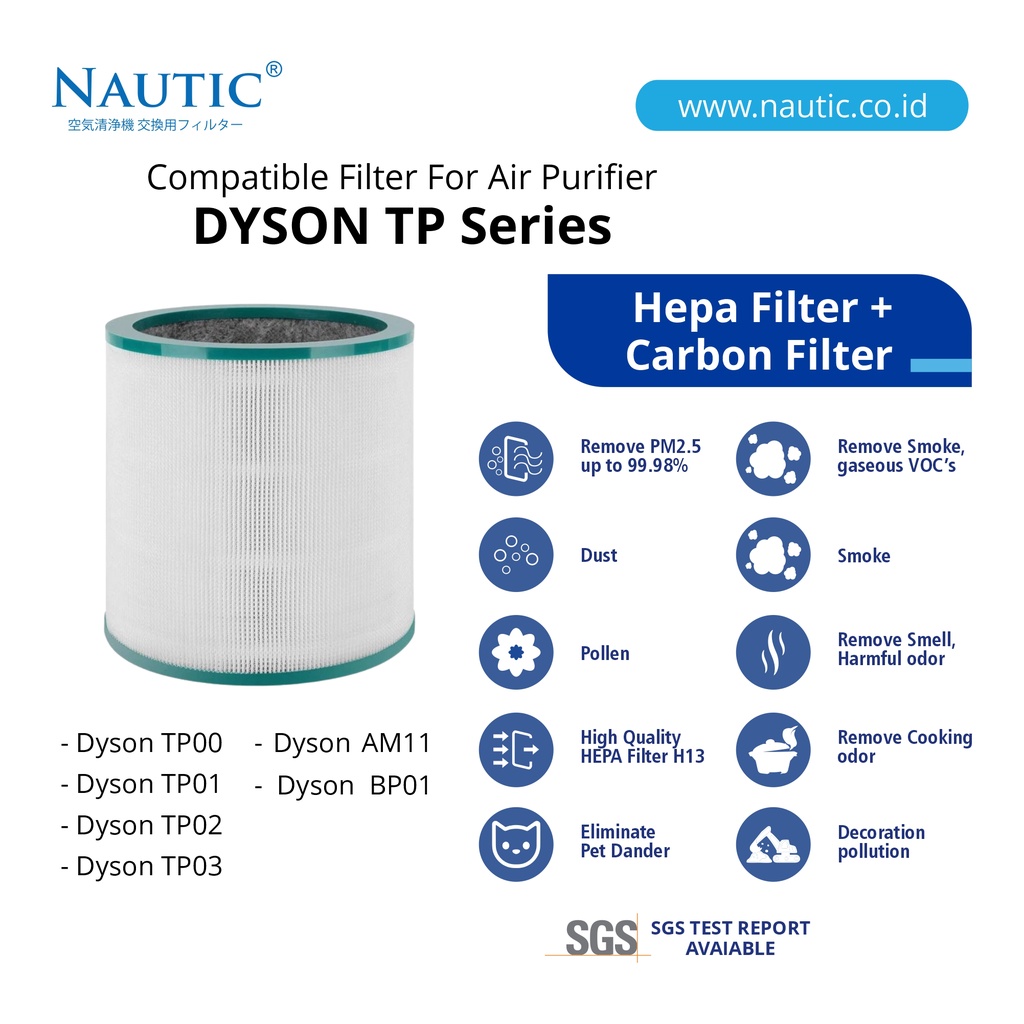 NAUTIC - Hepa Filter Replacement for Dyson Pure Cool Link Tp02 Tp03 Tp00 Tp01