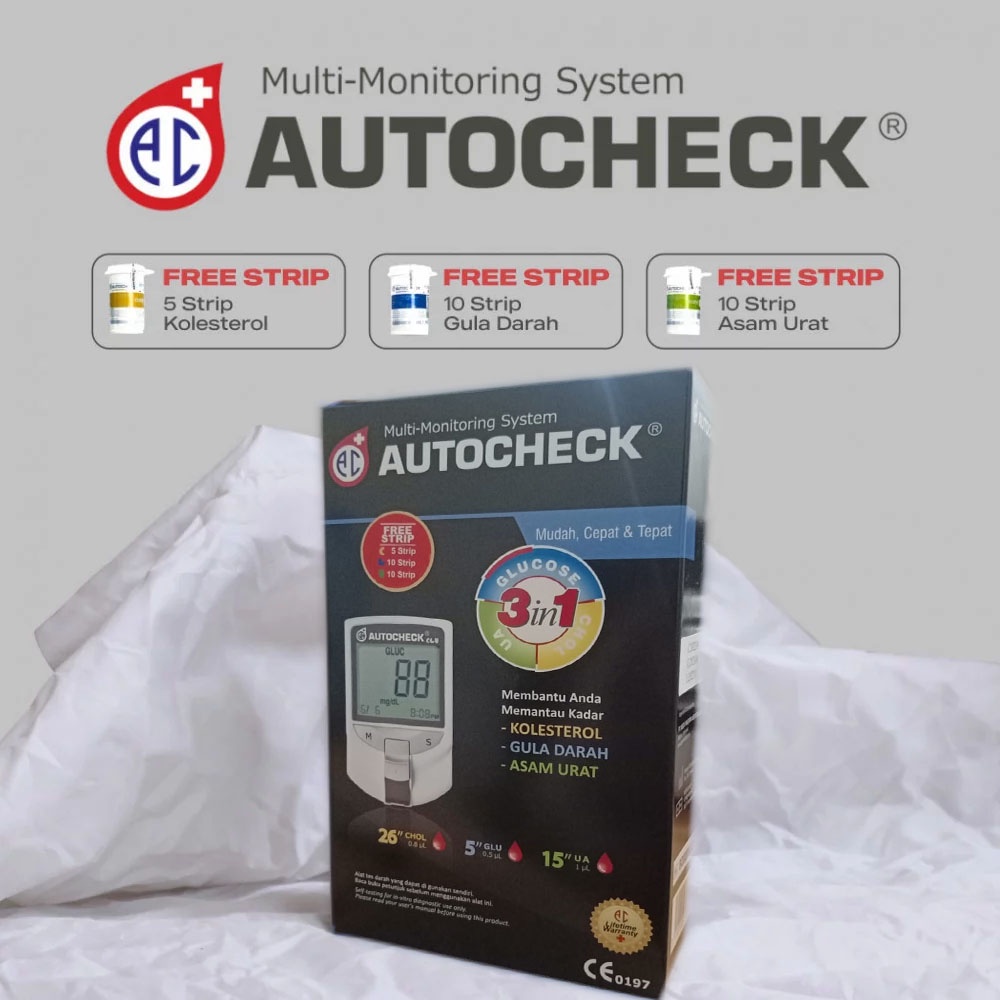 AUTOCHECK GCU 3 In 1 Alat Cek Kadar Gula, Kolesterol, Asam Urat - AAT