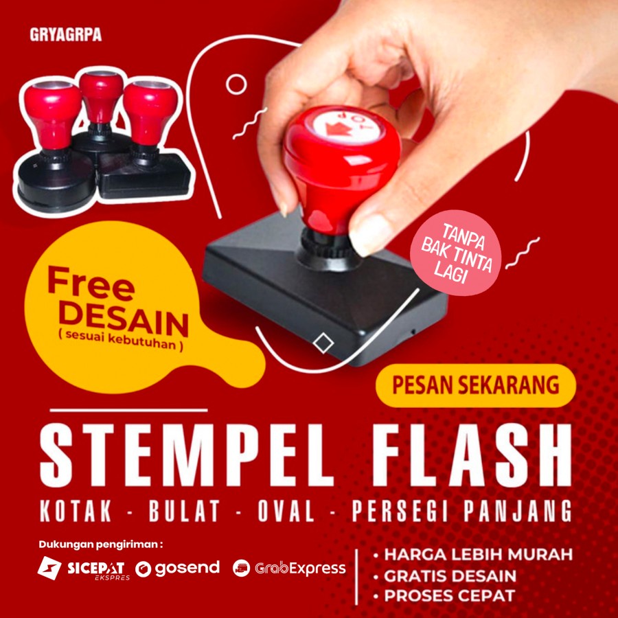 

Stempel Flash Otomatis | Free Desain | Pengerjaan Kilat - Ukuran Kecil, 1 warna