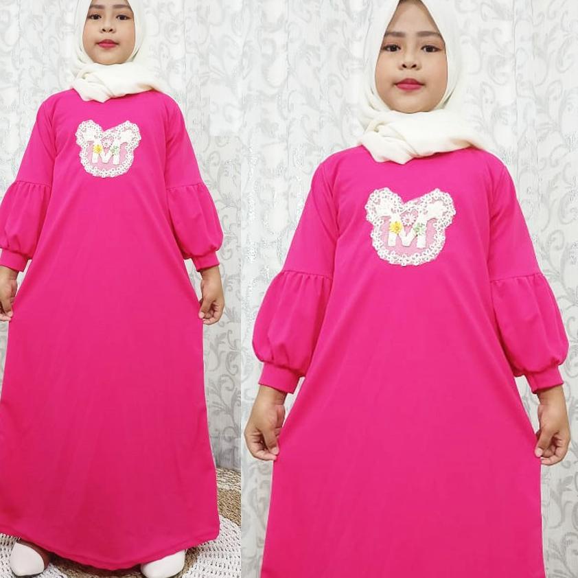 TERBAIK GAMIS ANAK LENGAN TEROMPET TEMPELAN RENDA MICKI CARLINA murah
