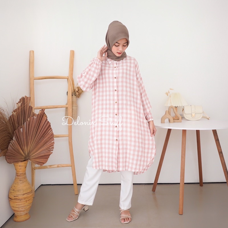 Gingham oversize tunik