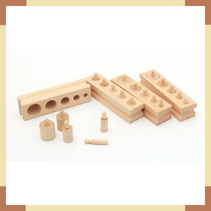 Mainan Edukasi Aparatus Montessori Knobbed Cylinder Blocks