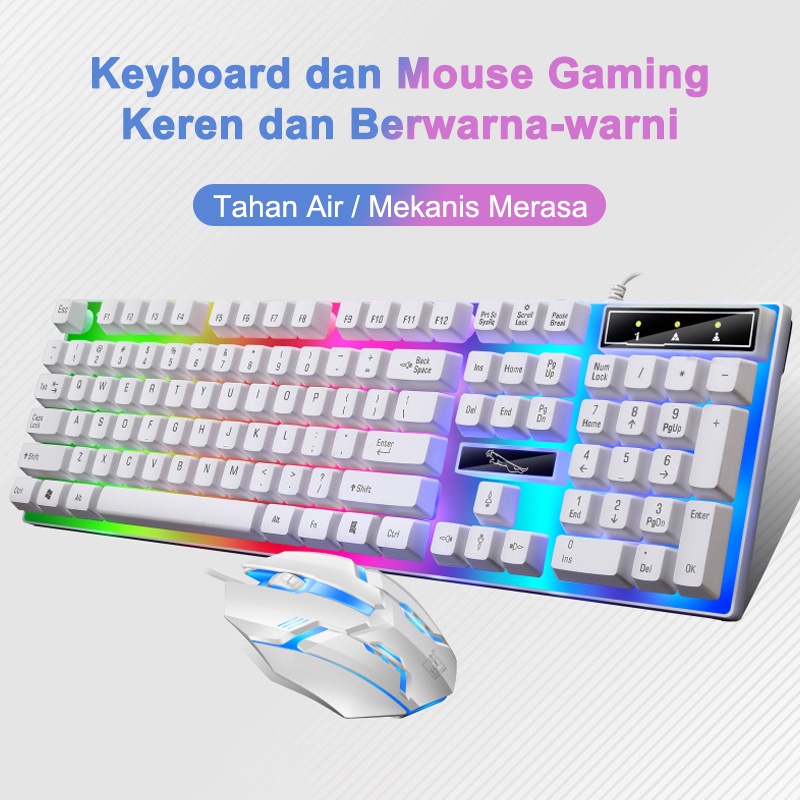 ITS G21 Gaming Mouse dan Keyboard Set Desain Ergonomis RGB Light Antarmuka USB