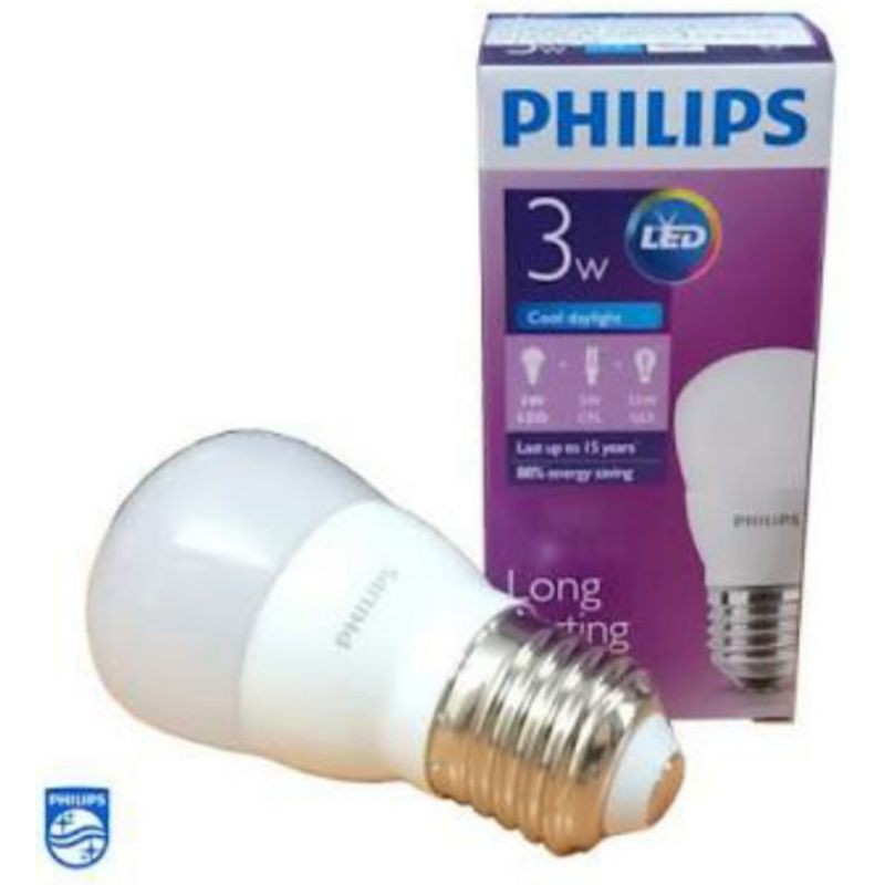 Lampu LED Philips 3W/ 3Watt LED BULB 230 Lumen Cool Daylight (Putih) Asli PHILIPS